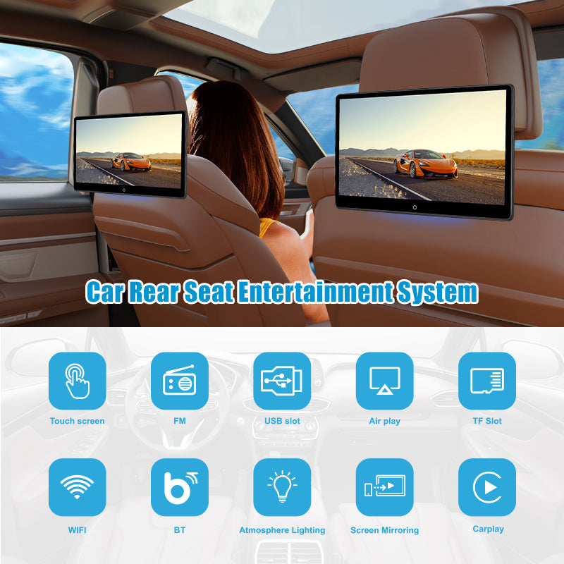 14inch RK3566, Android Portable Car TV Headrest Monitor Tablet for Cars Back seat Support Phone Wireless mirroring Touchscreen with WiFi/Bluetooth/HDMI/USB/Video Player