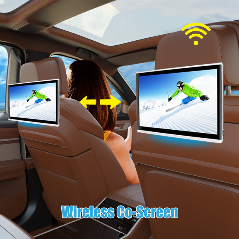 11.6 RK3566; SJ-1166AZ, Inch Android 12 Touch Screen Car TV Headrest Monitor for Back Seat with Ambient Light, Support 4K Video/WiFi/Bluetooth/Airplay/HDMI Input/USB/SD Card/Mirror Link, 4+64G