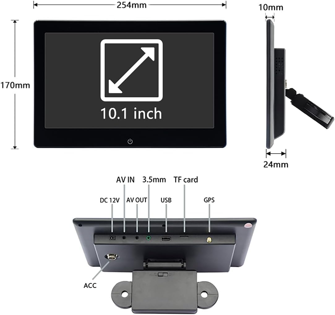 4K Android 12 Portable Car TV Headrest Monitor Back Seat,10.1 Inch Touch Screen Tablet Portable Multi-Media Video Player,Support Phone Wireless Mirror Link,WiFi Bluetooth/RCA/USB & 2G+32GB 1PCS