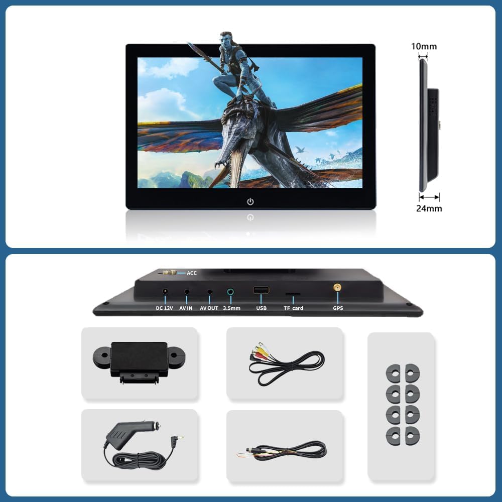 4K Android 12 Portable Car TV Headrest Monitor Back Seat,10.1 Inch Touch Screen Tablet Portable Multi-Media Video Player,Support Phone Wireless Mirror Link,WiFi Bluetooth/RCA/USB & 2G+32GB 1PCS