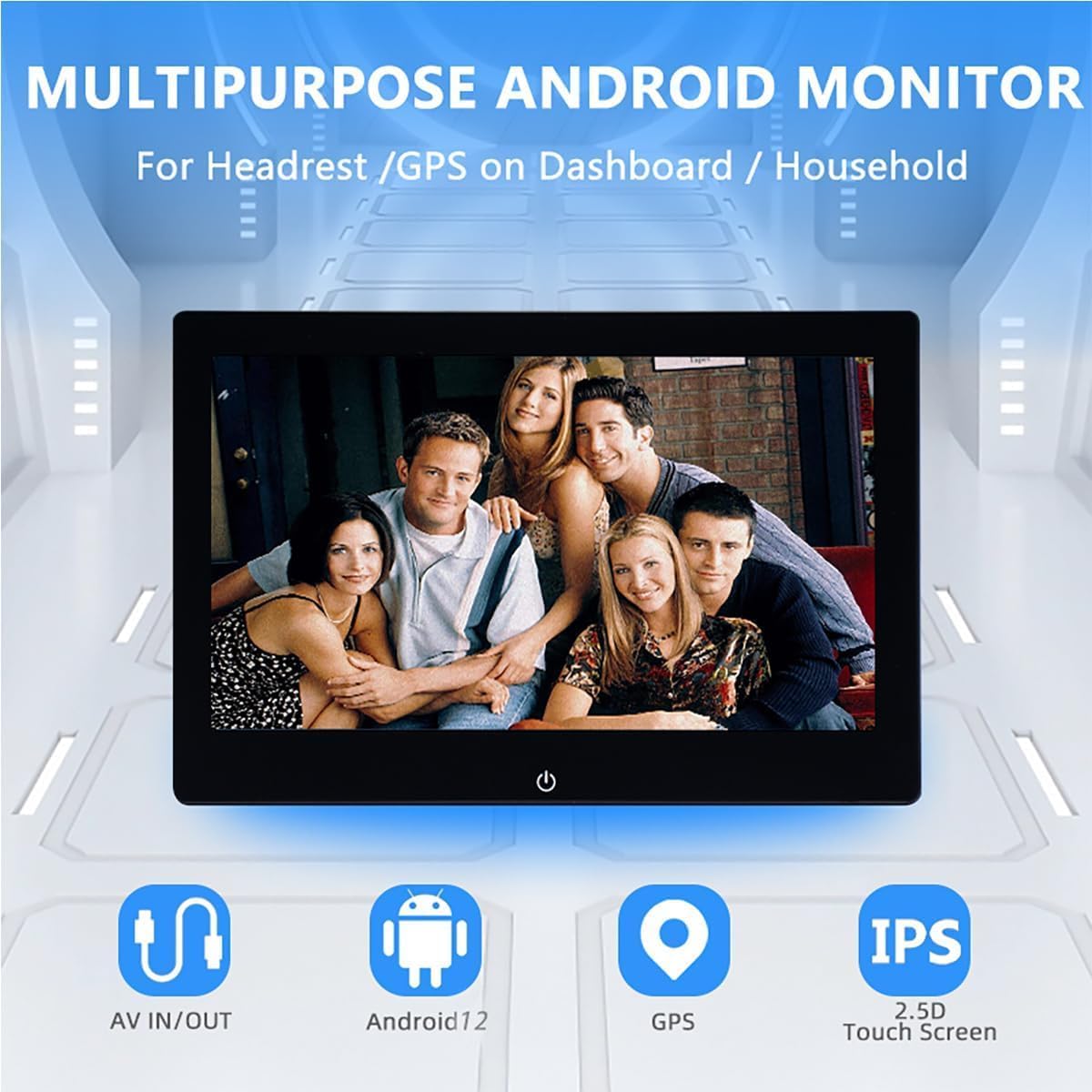 4K Android 12 Portable Car TV Headrest Monitor Back Seat,10.1 Inch Touch Screen Tablet Portable Multi-Media Video Player,Support Phone Wireless Mirror Link,WiFi Bluetooth/RCA/USB & 2G+32GB 1PCS