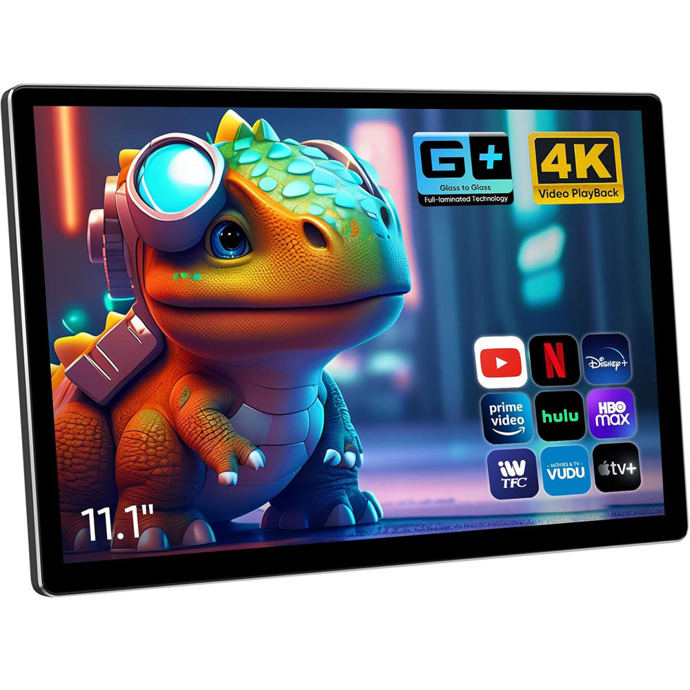 11.1-inch 2K QLED Touch Screen Android 14 Portable Car TV, Car Rear Seat Headrest Monitor Multi-Medias Video Player, Support Phone Mirror Link WiFi Bluetooth, HDMI/RCA Input 2G+32GB