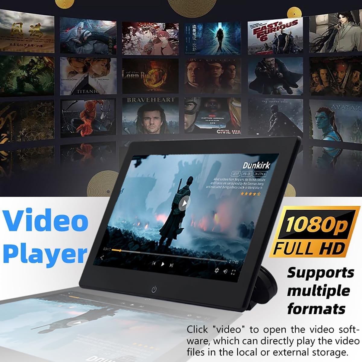 4K Android 12 Portable Car TV Headrest Monitor Back Seat,10.1 Inch Touch Screen Tablet Portable Multi-Media Video Player,Support Phone Wireless Mirror Link,WiFi Bluetooth/RCA/USB & 2G+32GB 1PCS