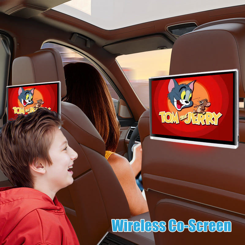 11.6 RK3566; SJ-1166AZ, Inch Android 12 Touch Screen Car TV Headrest Monitor for Back Seat with Ambient Light, Support 4K Video/WiFi/Bluetooth/Airplay/HDMI Input/USB/SD Card/Mirror Link, 4+64G