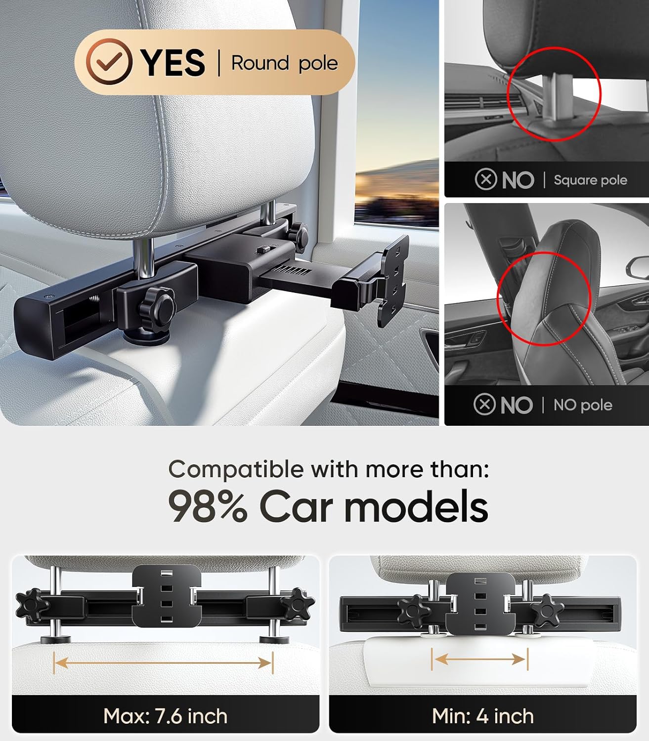 14 inch 4K Android.13 Car TV Headrest Monitor for Cars Back seat Rear Entertainment System, Support Phone Wireless Mirror Link Touch Screen,with WiFi/Bluetooth/HDMI/USB/Video Player (4G+64G(1*PC))