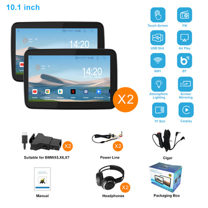 10.1 inch Android 10  Car Headrest Monitor,Touch Screen,Support Phone Mirror Link/HDMI in+Out/Bluetooth/USB/SD Headrest Video Player
