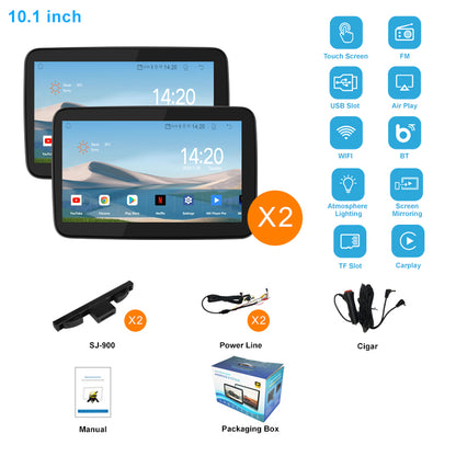 10.1 inch Android 10  Car Headrest Monitor,Touch Screen,Support Phone Mirror Link/HDMI in+Out/Bluetooth/USB/SD Headrest Video Player
