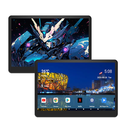 14inch 3K HD resolution with Aluminum Alloy casing,Portable Car TV Headrest Monitor Tablet for Cars Back seat Support Phone Wireless mirroring，WiFi/Bluetooth/HDMI in and out/USB/Support 4K Video/Master+slave available/ Car Display Screen easy Installation