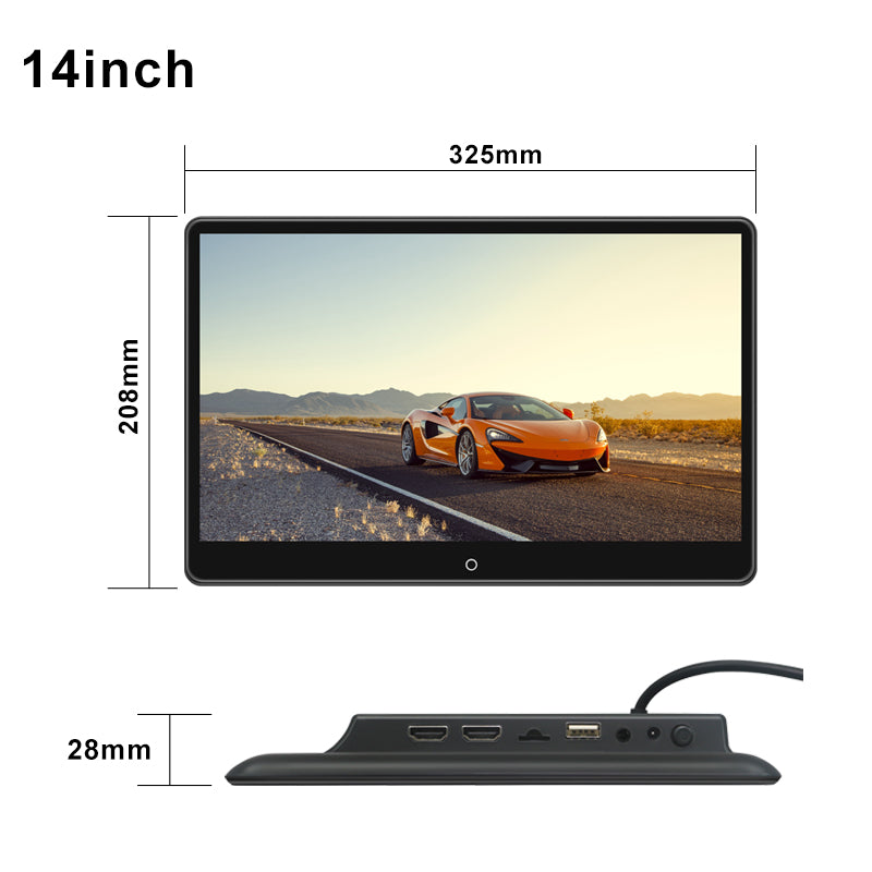 14inch 4K Portable Car TV Headrest Monitor Tablet for Cars Back seat Support Phone Wireless mirroring, Wireless CO-screen 256 colors Running ambinet light,WiFi/Bluetooth/HDMI in and out/USB/ Support 4K Video