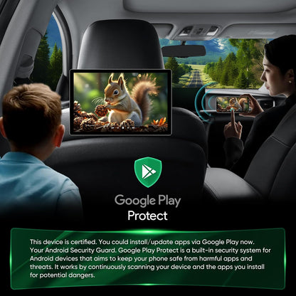 11.1-inch 2K QLED Touch Screen Android 14 Portable Car TV, Car Rear Seat Headrest Monitor Multi-Medias Video Player, Support Phone Mirror Link WiFi Bluetooth, HDMI/RCA Input 2G+32GB