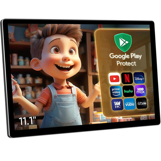 11.1-inch 2K QLED Touch Screen Android 14 Portable Car TV, Car Rear Seat Headrest Monitor Multi-Medias Video Player, Support Phone Mirror Link WiFi Bluetooth, HDMI/RCA Input 2G+32GB